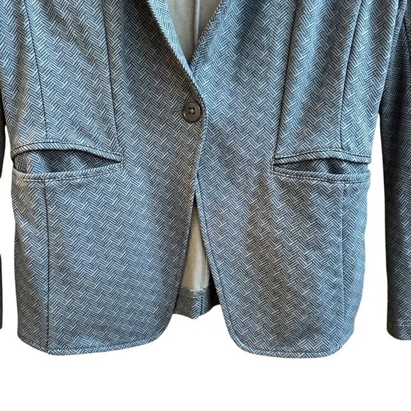 Betabrand Blazer Chevron Patterned Blue Gray Stretch Pockets Career Work Size SM - Picture 3 of 9